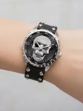 Ed Harvey | Accessories | Ed Hardy Skull Watch With Black Faux Leather ...